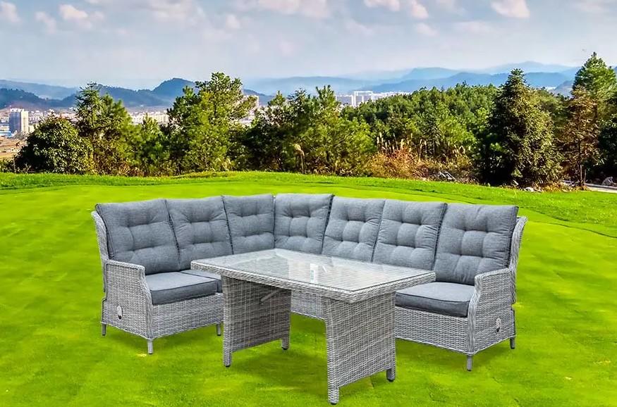 Mejorando la comodidad al aire libre: explorando las características del juego de comedor con sofá esquinero reclinable de 5 piezas